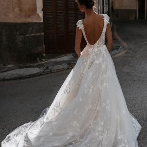 lace ball gown with low back