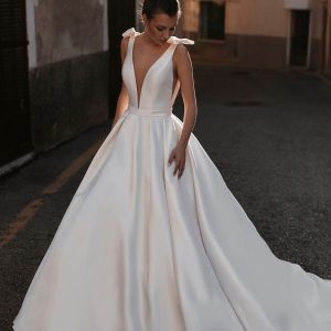 plain silk ball gown wedding dress