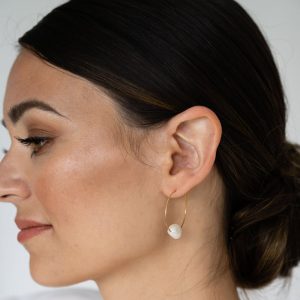 simple pearl hoop earring
