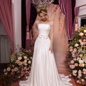Cynthia - Drop waist satin wedding dress